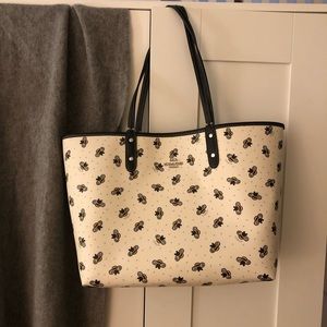 Coach reversible tote with bee polka dot print